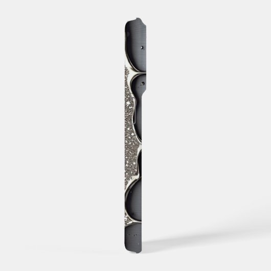 ✨ Custom Name Chrome Flow Liquid Silver Metal Drip iPhoneケース (右側面)