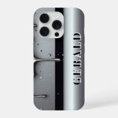 ✨ Custom Name Chrome Flow Liquid Silver Metal Drip iPhoneケース (裏面)