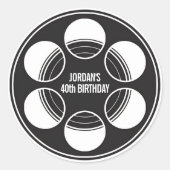 Custom Name Clapperboard Stickers, Hollywood Party ラウンドシール (正面)