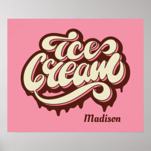 Custom name & color Ice Cream poster ポスター