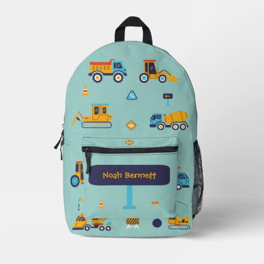 Custom Name Construction Vehicles プリントバックパック (正面)