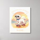 Custom Name Cool Maltese Dog Skateboarder  キャンバスプリント (正面)