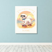 Custom Name Cool Maltese Dog Skateboarder  キャンバスプリント (インサイチュ (ウッドフロア))