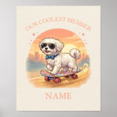 Custom Name Cool Maltese Dog Skateboarder  ポスター (正面)