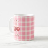 Custom Name Coquette Cherry Mug Red Bows Aesthetic コーヒーマグカップ (正面左)