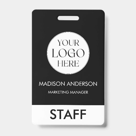 Custom Name Corporate Business Logo Employee バッジ (Front)