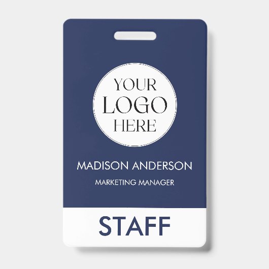 Custom Name Corporate Business Logo Employee バッジ (Front)