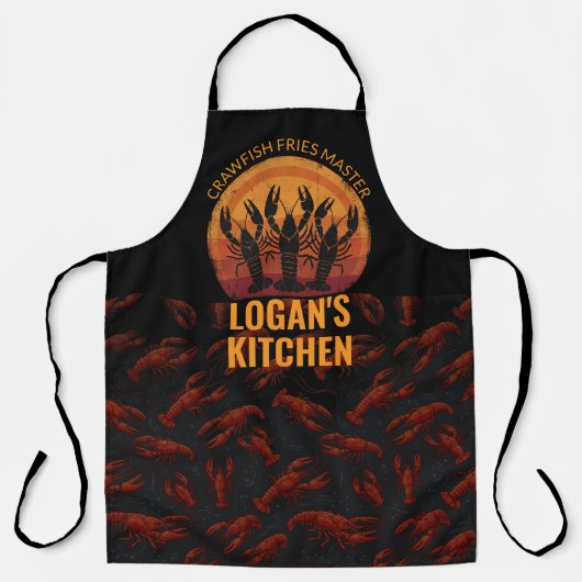 Custom Name Crawfish Master Chef Gift for Men エプロン (正面)