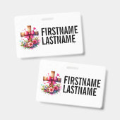 CUSTOM NAME CROSS Christian バッジ (正面＆裏面)