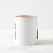 Custom Name Cute Capybara Teddy Bear Pink Mug ツートーンマグカップ (中央)