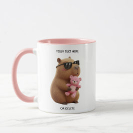 Custom Name Cute Capybara Teddy Bear Pink Mug ツートーンマグカップ