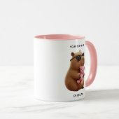 Custom Name Cute Capybara Teddy Bear Pink Mug ツートーンマグカップ (正面右)