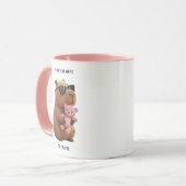Custom Name Cute Capybara Teddy Bear Pink Mug ツートーンマグカップ (正面左)