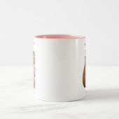 Custom Name Cute Capybara Teddy Bear Pink Mug ツートーンマグカップ (中央)