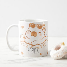 Custom Name Cute Capybara With Sunglasses Kids コーヒーマグカップ