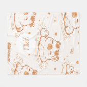 Custom Name Cute Capybara With Sunglasses Kids フリースブランケット (正面(横))