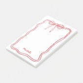 Custom Name Cute Coquette Red Ribbon Frame ポストイット (アングル)