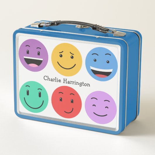 Custom Name Cute Emoticons メタルランチボックス (裏面)