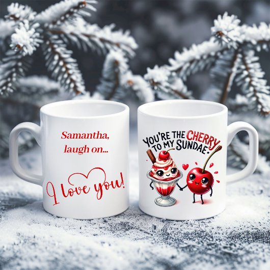Custom Name Cute Food Mug Funny Valentine Love Gif コーヒーマグカップ