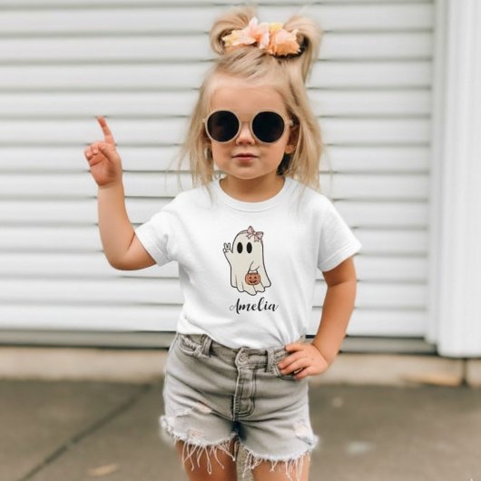 Custom Name Cute Ghost Pink Halloween Personalized Tシャツ