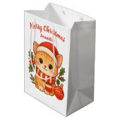 Custom Name Cute Kitten Merry Christmas Gift Bag ミディアムペーパーバッグ (裏面アングル)