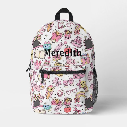 Custom Name Cute School Themed Backpack プリントバックパック (正面)