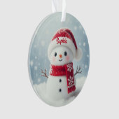 Custom Name Cute Snowman Christmas Ornament オーナメント (正面)