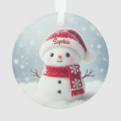 Custom Name Cute Snowman Christmas Ornament オーナメント (裏面)