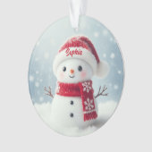 Custom Name Cute Snowman Christmas Ornament オーナメント (正面)
