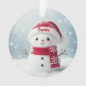 Custom Name Cute Snowman Christmas Ornament オーナメント (正面)