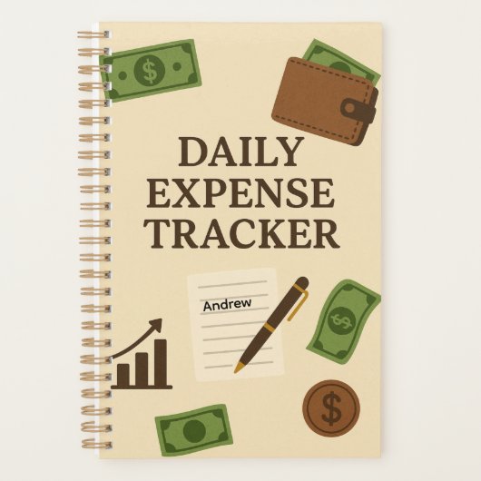 Custom Name Daily Expense Tracker Planner プランナー手帳 (正面)
