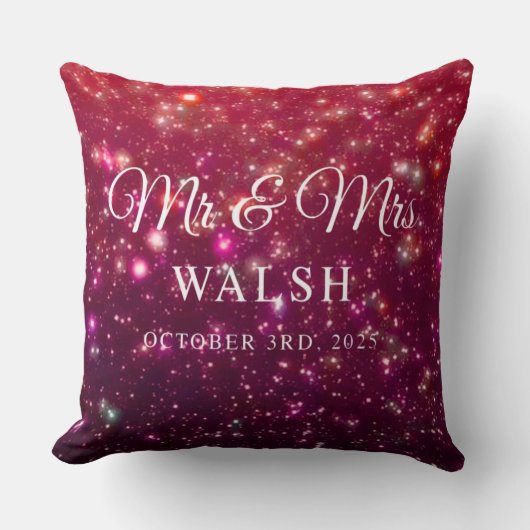  Custom Name & Date Galaxy Glitter Design クッション (正面)