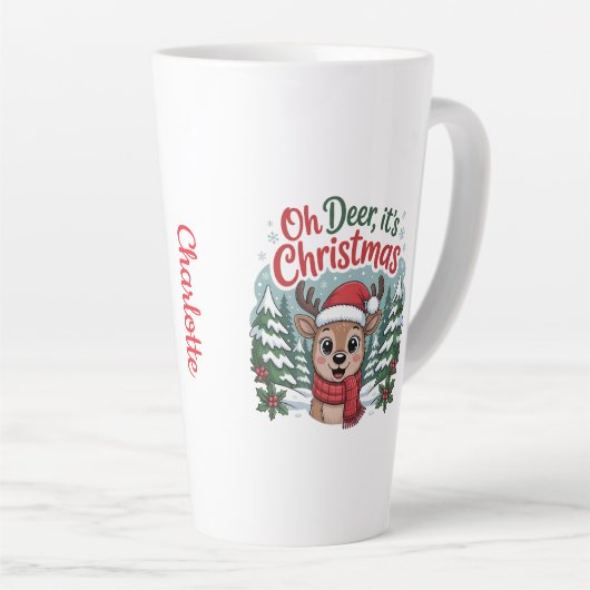 Custom name deer Christmas カフェラテマグ (右アングル)