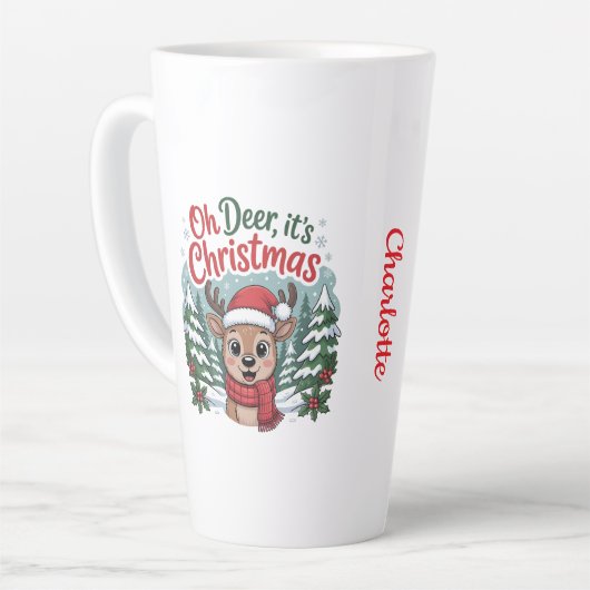 Custom name deer Christmas  カフェラテマグ (左アングル)