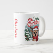 Custom name deer Christmas ジャンボコーヒーマグカップ (正面右)