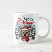 Custom name deer Christmas ジャンボコーヒーマグカップ (右)