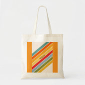 Custom Name Diagonal Color Lines Tote Bag トートバッグ (正面)