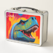 Custom Name Dinosaur Lunch Box - T-Rex Metal Box メタルランチボックス (正面)