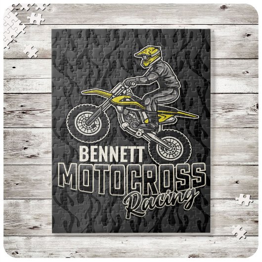 Custom NAME Dirt Bike Rider Motocross Racing ジグソーパズル