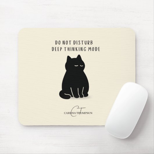 Custom Name Do Not Disturb Deep Thinking Mode Cat  マウスパッド (マウス)