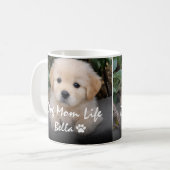 Custom Name Dog Mom Life Bella Puppy Design コーヒーマグカップ (正面左)