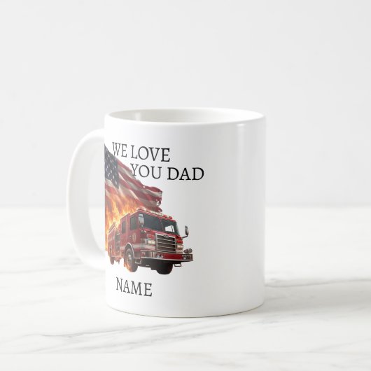 Custom Name Dramatic Hero Firefighter Mug コーヒーマグカップ (正面左)