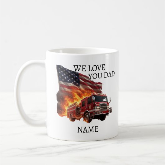 Custom Name Dramatic Hero Firefighter Mug コーヒーマグカップ (左)
