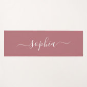 Custom Name Dusty Rose Yoga Mat | Elegant Script ヨガマット (正面(横))