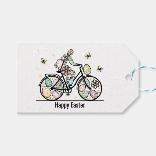 Custom Name Easter Bicycle Design ギフトタグ (正面(横))