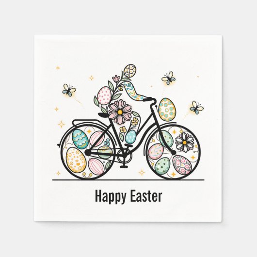 Custom Name Easter Bicycle Design スタンダードカクテルナプキン (正面)