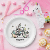 Custom Name Easter Bicycle Design ペーパープレート (パーティー)