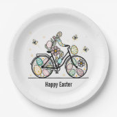 Custom Name Easter Bicycle Design ペーパープレート (正面)