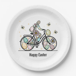 Custom Name Easter Bicycle Design ペーパープレート
