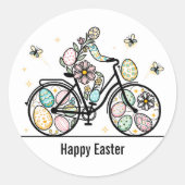 Custom Name Easter Bicycle Design ラウンドシール (正面)